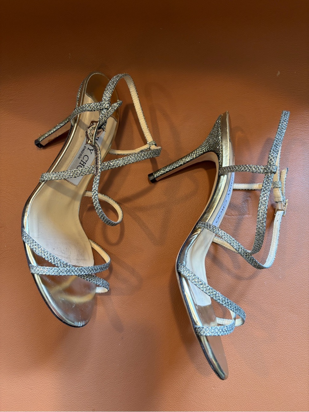 Jimmy Choo Silver Metallic Strappy Heeled Sandals - Picture 5 of 13